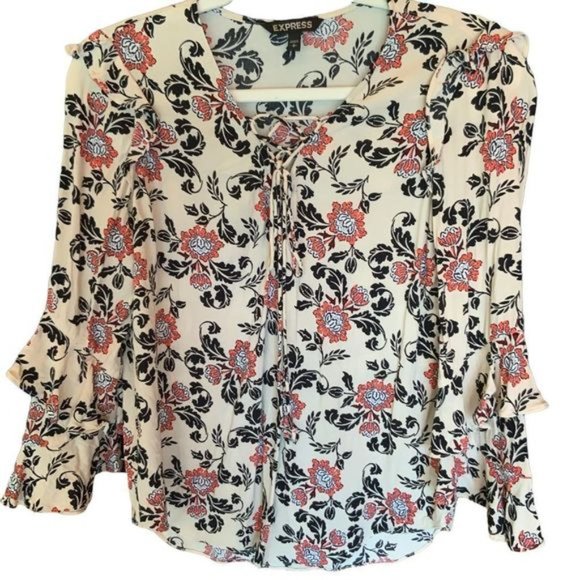 Express Floral Blouse Size Small Petite - Picture 5 of 5